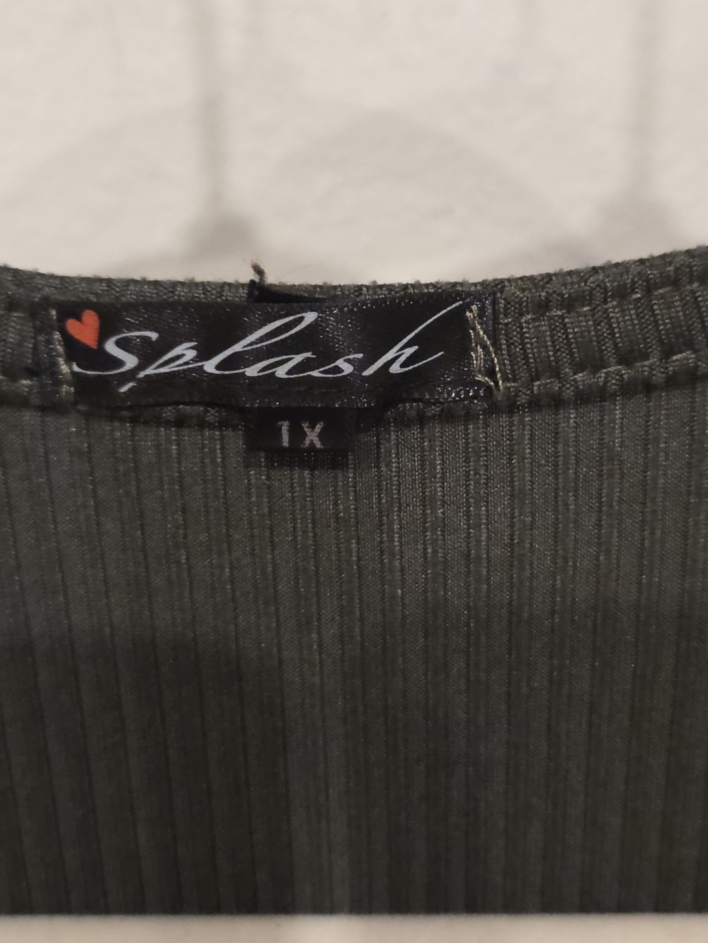 Splash Olive Ribbed Top - Picture 2 of 3
